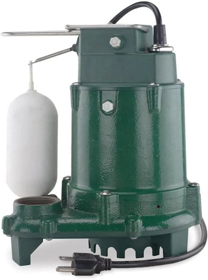 Zoeller 1/3 HP Cast Iron Submersible Sump Pump with Vertical Float Switch with 35' Cord